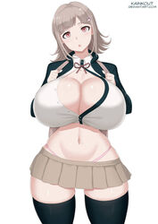 1girls age_progression big_breasts blush danganronpa danganronpa_2:_goodbye_despair happy kainkout mole mole_on_breast mole_on_stomach nanami_chiaki solo straight_hair