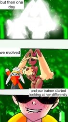 9:16 anthro bite biting_lip comic english_text female generation_4_pokemon generation_8_pokemon group hi_res human lopunny male male/female mammal nintendo nude nude_female obscured_eyes pantyking pokemon pokemon_(species) raboot text trio