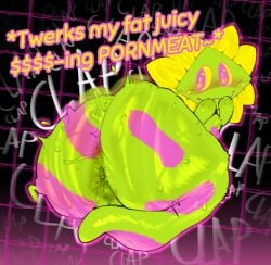 2026 3_fingers :3 ambiguous_gender anal_juice anus ass ass_focus big_ass blush blush_lines blushing body_markings chest_tuft clapping clapping_cheeks cringe_dialogue cute_face dark_anus darkner deltarune elemental_creature flora_fauna floradinn flower flower_creature flower_petals gaizo green_skin huge_ass legless looking_back markings multicolored_body onomatopoeia pink_eyes pink_spots reptile scalie self_upload simple_background snake solo solo_focus spots sweat sweaty sweaty_ass sweaty_body tail twerking undertale_(series) yellow_petals yellow_sclera