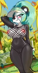 2026 absurd_res anthro areola bear big_areola big_breasts big_nipples black_body black_fur breasts camel_toe clothed clothing female fishnet_clothing fishnet_topwear fur giant_panda hi_res looking_at_viewer mammal multicolored_body multicolored_fur nevobaster nipples outside smile smiling_at_viewer solo topwear two_tone_body two_tone_fur white_body white_fur