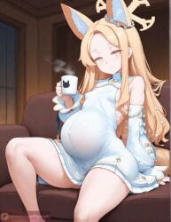 1girls ai_assisted ai_generated big_ass blonde_hair floresai kemonomimi narrow_waist patreon patreon_url patreon_username petite_body petite_female pregnant pregnant_belly pregnant_female seia_(blue_archive) small_breasts thick_thighs