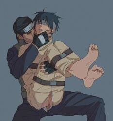 2boys anal ass bandana barefoot blindfold bodysuit carrying clothed_sex feet gay gay_domination gloves headband knees_up male male_only maledom malesub milkflame naruto naruto_(series) naruto_shippuden open_clothes open_mouth open_pants pants_down penis restrained reverse_cowgirl_position sasuke_uchiha shirt sitting sitting_on_lap sitting_on_person sole_female straitjacket straps sweat sweatdrop testicles toes unknown_male unzipped vest yaoi