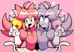 2026 2girls breasts breasts_pressed_against_another breasts_pressed_together deltarune deltarune_chapter_5 female female_only mad_mew_mew mew_mew_(undertale) mew_mew_kissy_cutie scott_falco undertale undertale_(series)
