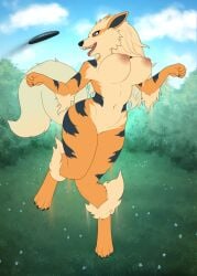 acting_like_a_dog ajna anthro arcanine bdsm big_breasts bouncing_breasts breasts canid canine casual_nudity female fetch fur generation_1_pokemon hi_res jumping mammal nintendo nipples nude nude_anthro nude_female orange_body orange_fur outside petplay pokemon pokemon_(species) puppyplay roleplay solo tongue tongue_out