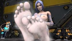 1girls 3d 3d_(artwork) 3d_render barefeet barefoot blue_hair blue_lips blue_lipstick blue_toenails bob_cut body_markings boobs borderlands borderlands_2 breasts edit feet feet_focus feet_together feet_up female female_only foot_fetish foot_focus footwear gun kombatkatto light-skinned_female looking_at_viewer maya_(borderlands) musk naked naked_female nipples nude nude_female painted_toenails pale-skinned_female pov pov_feet sfm shoes shoes_removed short_hair siren_(borderlands) siren_markings smell smelly_feet smirk soles solo solo_female source_filmmaker source_filmmaker_(artwork) steam steamy steamy_feet tattoo toes