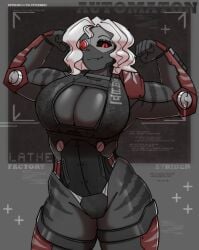 automaton_(helldivers) big_boobs big_breasts breast_focus dark_skin factory_strider_(helldivers) helldivers helldivers_(series) helldivers_2 hourglass_figure muscular_arms muscular_female robot robot_girl tall_female thick_thighs tiger_stripes