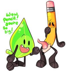 battle_for_dream_island battle_for_dream_island_again bfb bfdi bfdia leafy_(bfdi) object_shows pencil_(bfdi) tentacle_penis