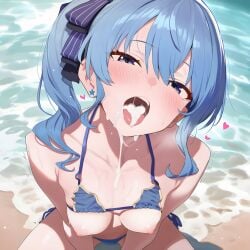 1girl ai_assisted ai_generated beach beautiful_girl big_ass big_breasts bikini curvy female hololive hololive_japan hoshimachi_suisei sexy taugust virtual_youtuber vtuber