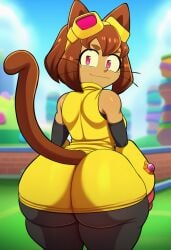 1girls ai ai_generated anthro ass_focus back_view behind_view big_ass big_butt bubble_ass bubble_butt cat female female_focus female_only gameoverse glitch_productions kit_(gameoverse) looking_at_viewer novelai thick_thighs