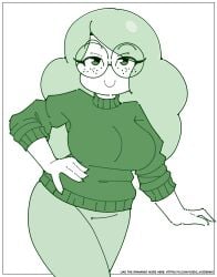freckles glasses glasses_girl hazel_(rebecca_doodles) huge_breasts smug sweater voidovoiderino