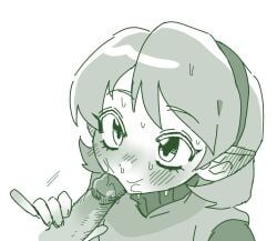 1boy 1girls blowjob blush fellatio female kokiri melonpan nintendo ocarina_of_time oral penis pinkmelon saria sweat the_legend_of_zelda