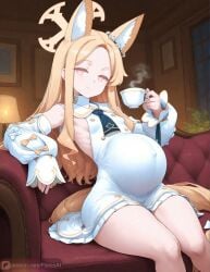 1girls ai_assisted ai_generated big_ass blonde_hair floresai kemonomimi narrow_waist patreon patreon_url patreon_username petite_body petite_female pregnant pregnant_belly pregnant_female seia_(blue_archive) small_breasts thick_thighs