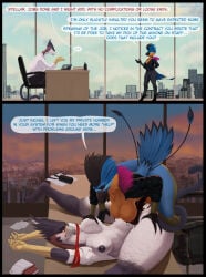 absurd_res accipitrid accipitriform after_sex animal_genitalia animal_penis anthro aquilinae avian balls beak big_balls bird black_nipples blush blushing_profusely bodily_fluids breast_grab breasts city city_background claws comic coraciiform cum cum_in_vagina cum_inside dialogue duo eagle english_text equine_genitalia equine_penis exposed_breasts feathers feet female female_penetrated flaccid from_front_position genital_fluids genitals goatesque gryphon hand_on_breast herm_(lore) hi_res intersex intersex/female intersex_penetrating intersex_penetrating_female leaking_cum lori_(skully) lying mating_press missionary_position motmot mythological_avian mythological_creature mythology nipple_piercing nipples on_back ornate_hawk-eagle penetration penis piercing restrained_arms seljhet sex sheath size_difference talons text toe_claws toes trinidad_motmot unprofessional_behavior