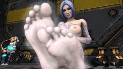 1girls 3d 3d_(artwork) 3d_render barefeet barefoot blue_hair blue_lips blue_lipstick blue_toenails bob_cut body_markings boobs borderlands borderlands_2 breasts edit feet feet_focus feet_together feet_up female female_only foot_fetish foot_focus footwear gun kombatkatto light-skinned_female looking_at_viewer maya_(borderlands) musk naked naked_female nipples nude nude_female painted_toenails pale-skinned_female pov pov_feet sfm shiny_skin shoes shoes_removed short_hair siren_(borderlands) siren_markings smell smelly_feet smirk soles solo solo_female source_filmmaker source_filmmaker_(artwork) steam steamy steamy_feet sweat sweaty sweaty_body sweaty_feet tattoo toes