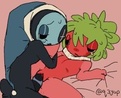 animated animation astro_(dandy's_world) crying fast_thrusts gif gripping_sheets sprout_(dandy's_world)
