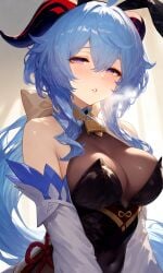 1girl 1girls ai ai-created ai_assisted ai_generated blush bunny_ears bunny_girl bunnysuit ganyu_(genshin_impact) genshin_impact half-closed_eyes heavy_breathing impacter milf milf_body no_watermark pixai solo