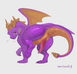 activision angry animal_genitalia anus bodily_fluids butt dragon erection feet feral genital_fluids genital_slit genitals hi_res horn male mythological_creature mythological_scalie mythology paws penis scalie simple_background snorlaxk spyro spyro_the_dragon tail tapering_penis wings
