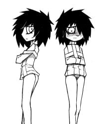 arms_bound ass ass_cheeks bottomless bottomless_female bush hairy_pussy i_can't_sleep nia pubic_hair pussy straight_jacket vagina