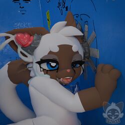 1:1 ahegao anthro bathroom bodily_fluids close-up domestic_cat drooling ear_penetration eejacee felid feline felis femboy fucked_silly graffiti graffiti_on_wall half-closed_eyes heart_eyes heart_symbol jay_(eejacee) looking_pleasured makeup male mammal mascara mask narrowed_eyes penetration public_restroom restroom_stall running_makeup running_mascara saliva siamese_cat solo tears