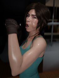 3d fellatio_gesture female female_focus female_only lara_croft lara_croft_(survivor) lipstick nyx3dx tagme tomb_raider tomb_raider_(survivor)