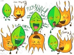 battle_for_dream_island battle_for_dream_island_again bfb bfdi bfdia blowjob cum cumshot firey_(bfdi) leafy_(bfdi) object_shows pussy tentacle_penis vaginal_penetration