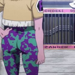 animated animated_gif ashido_mina ass ass_focus boku_no_hero_academia bones_(company) boots brown_hair curvy gyaru hands_behind hands_on_own_hips horns huge_ass jacket medium_hair messy_hair mina_ashido my_hero_academia ochako_uraraka official_art pink_hair pink_skin shounen_jump suit superheroine_costume tight_clothes tights uraraka_ochaco walking