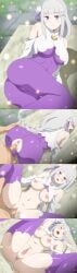 1boy 1girls comic cum cum_inside elf emilia_(re:zero) from_behind hara_(harayutaka) missionary_position purple_eyes re:zero_kara_hajimeru_isekai_seikatsu sex sex_from_behind white_hair