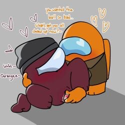 among_us among_us_(series) cum maroon_(among_us) object_insertion orange_(among_us) pussy pussy_juice spread_legs