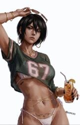 67 2026 armwear asian_female attack_on_titan belly belly_button_piercing belly_chain bikini bikini_bottom bikini_top bikini_top_under_shirt black-haired_female black_hair black_nails crop_top ear_ring grand_theft_auto_vi gta_vi_cover_girl holding_cup holding_drink jewelry looking_at_viewer midriff mikasa_ackerman navel_piercing necklace nose_ring shingeki_no_kyojin short-haired_female short_hair sideboob simple_background sunglasses sunglasses_on_head tomboy trend underboob white_background