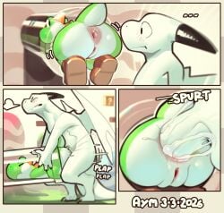 anal anal_penetration anus aymbord aymbord_(character) big_anus bodily_fluids comic cum cum_in_ass cum_inside duo female female_penetrated feral genital_fluids genitals hi_res humanoid_genitalia humanoid_penis looking_back male male/female male_penetrating male_penetrating_female mario_bros nintendo penetration penile penile_penetration penis penis_in_ass sex sound_effects stuck text vulva yoshi