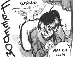 1boy 1girls attack_on_titan bestiality bird bird_eren bottomless doggy_style duo eremika eren_jaeger female feral feral_on_female feral_on_human feral_penetrating feral_penetrating_human funny grave gravestone greyscale interspecies male male/female mikasa_ackerman monochrome penetration pieckchann sex shingeki_no_kyojin spoilers straight tombstone zoophilia