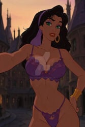 ai_generated bra dark-skinned_female disney esmeralda female green_eyes lingerie nipples panties public pussy solo solo_female solo_focus techtemptressai the_hunchback_of_notre_dame