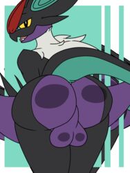 3:4 animated anthro ass backsack balls dat_ass deadxqueen dragon furry genitals male male_only nintendo noivern pokémon_(species) pokemon pokemon_(species) pressing short_playtime simple_background solo teasing tongue video_games wings wyvern yellow_eyes