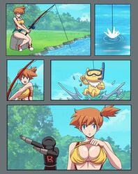 bare_legs big_breasts bikini breasts chibi cleavage comic dab dab_(dance) electrickronos empty_eyes expressionless femsub green_eyes hat huge_breasts human humor hypno hypnosis imminent_rape imminent_sex kasumi_(pokemon) large_breasts maledom meme midriff misty_(pokemon) nintendo orange_hair pokemon pokemon_(species) pokemon_rgby ponytail shorts slq suspenders team_rocket team_rocket_grunt_(male) undressing