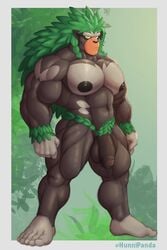 1boy abs anthro balls bara bara_tits big_chest big_pecs big_pectorals brown_balls brown_body brown_penis chest gay genitals green_hair hair hi_res humanoid hunnipanda male male_only mammal muscles muscular muscular_anthro muscular_arms muscular_humanoid muscular_legs muscular_male nintendo nipples nude pecs pectorals penis pokémon_(species) pokemon primate rillaboom solo standing video_games