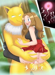 1girls ass black_legwear black_shirt black_thighhighs blue_eyes blush brown_hair clothed_sex clothing cum cum_in_pussy cum_inside ejaculation female heart-shaped_pupils hypno hypnosis impregnation interspecies interspecies_impregnation long_hair male male_pokemon/female_human mind_control open_mouth ovum penetration penis pokemon pokemon_(species) pokephilia pussy red_skirt redradrebel serena_(pokemon) sex shirt skirt skirt_lift sperm_cell spread_legs sweat thighhighs vaginal vaginal_penetration vaginal_sex x-ray