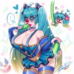 all_the_way_through big_breasts breasts clown clown_makeup deepthroat dildo funny huge_breasts large_breasts league_of_legends panteon013 sona_buvelle