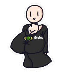 1girls arms_behind_back bald big_breasts black_clothing black_jacket black_sleeves breasts cleavage clothed clothed_female dimaman6 long_sleeves mob_face necklace outline pale-skinned_female pale_skin roblox roblox_avatar sleeves slit_eyes smile solo solo_female transparent_background white_outline