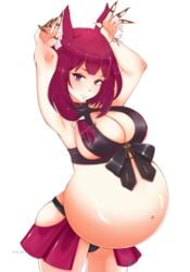 1girls azur_lane big_breasts breasts chiyoda_(azur_lane) cleavage female female_only huge_belly large_breasts pregnant rabidbunny ready_to_pop solo