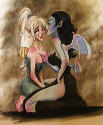 breast_grab fairy grey_faerie licking_tears malice_(neopets) neopets tears wings