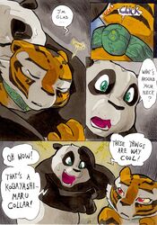 anthro ass better_late_than_never blush chains collar comic daigaijin english_text feline fur furry kung_fu_panda master_po_ping master_tigress page_113 panda pussy tail tiger