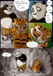 anthro ass better_late_than_never blush chains collar comic daigaijin english_text feline fur furry kung_fu_panda master_po_ping master_tigress page_110 panda pussy tail tiger