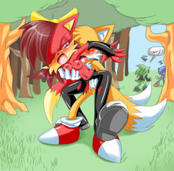 anthro archie_comics breasts canine clothing day duo_focus female fiona_fox forest fox fur hedgehog interspecies male mammal multiple_males outdoors rape scourge_the_hedgehog sex sonic_(series) sonic_the_hedgehog steel_tigerwolf straight tagme tails