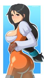 1girls ass black_hair blush bubble_butt clothed clothing dat_ass female final_fantasy final_fantasy_ix garnet_til_alexandros_xvii gloves long_hair mwxxxart purple_eyes sideboob solo white_skin