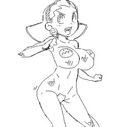 breasts female female_only human mega_man mega_man_legends monochrome nude solo standing sub_tank tagme tron_bonne