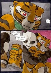 anthro ass better_late_than_never blush chains collar comic crying daigaijin english_text feline fur furry kung_fu_panda master_po_ping master_tigress page_111 panda pussy tail tiger