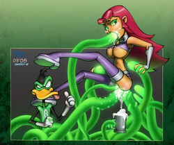 anal consensual_tentacles cosplay cum_in_mouth cum_inside daffy_duck dc_comics double_penetration duck_dodgers female green_lantern green_loontern junkpile looney_tunes nipples rape soft_feathers starfire teen_titans tentacle turk128