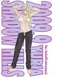 blonde_hair breasts female female_only front_view hellsing human integra_hellsing pants solo standing tagme topless