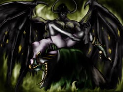 black_hair female illidan_stormrage maiev_shadowsong male night_elf world_of_warcraft