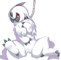 absol barefoot black_nose blush chain claws collar color female fur grey_skin insertion male nintendo nude open_eyes pokémon_(species) pokemon pokemon_(species) red_eyes sex straight tagme vaginal_penetration white_fur wkar